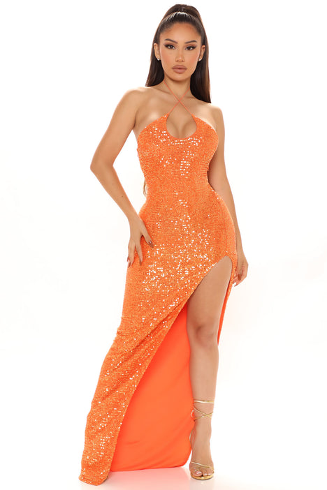 Out Til Dawn Sequin Maxi Dress - Orange ...